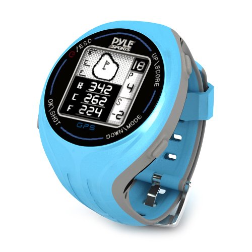 Pyle PSGF605BL Personal GPS Golf Watch with Automatic Course Recognition - Preloaded USA Golf Courses - Blue Color